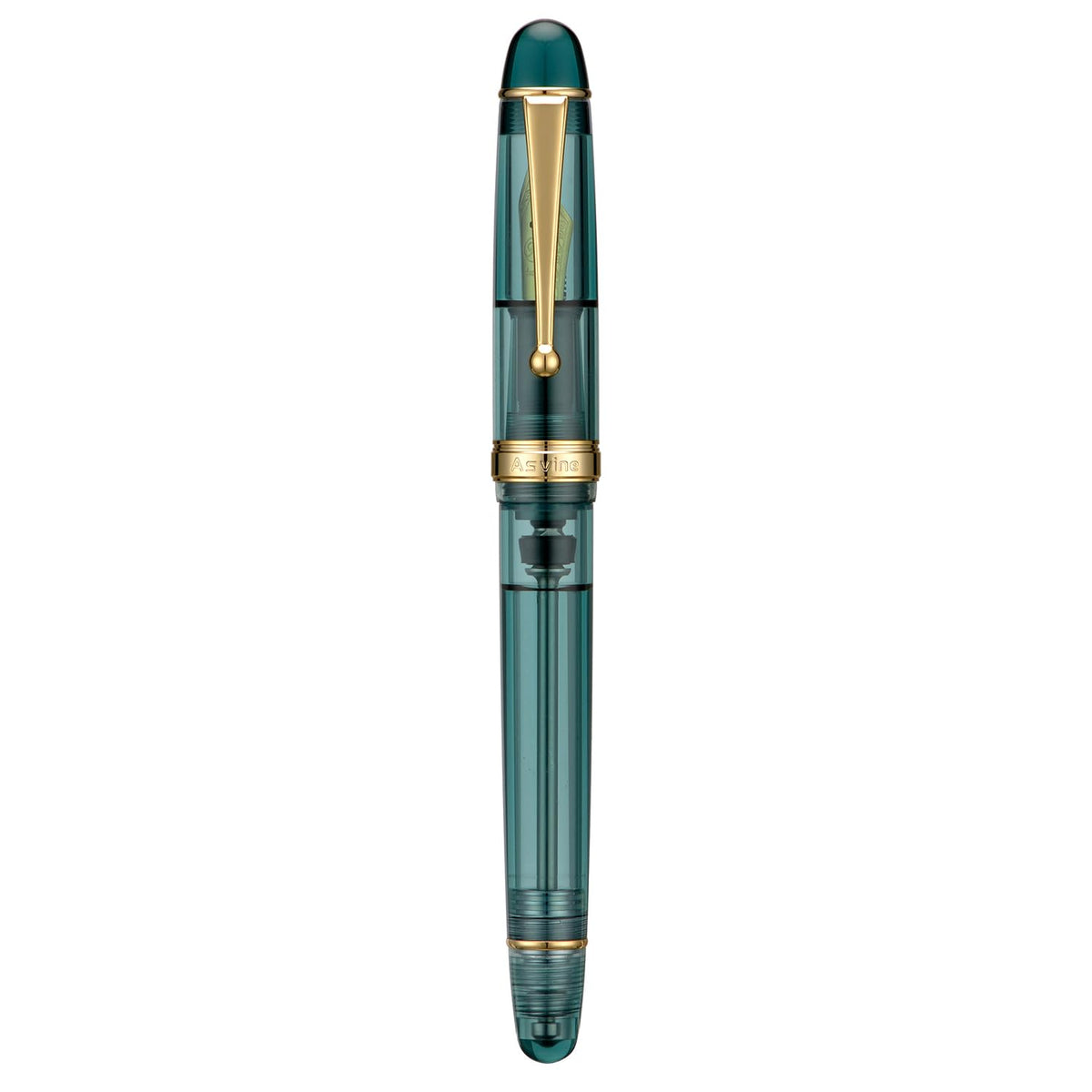 Asvine V126 Vacuum Filling Fountain Pen Fine Point, Brown Swirl Transparent Acrylic Pen Gift Case
