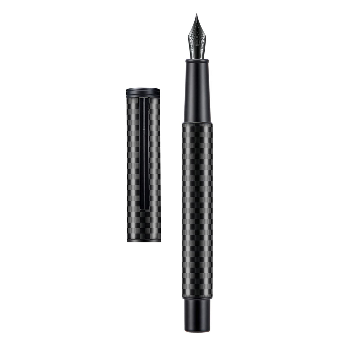 Matte Black Forest Fountain Pen Extra Fine Nib Classic Design with Converter and Metal Pen Box Set by Asvine