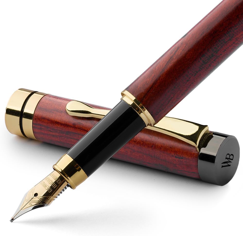 Wordsworth & Black Bamboo Wood Fountain Pen Set for Writing, Medium Nib