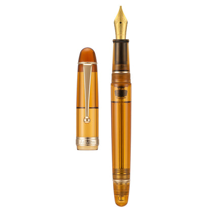 Asvine V126 Vacuum Filling Fountain Pen Fine Point, Brown Swirl Transparent Acrylic Pen Gift Case