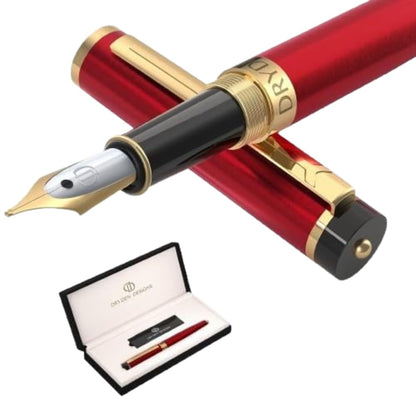 Dryden Designs Fountain Pen. Medium Nib Premium Box | 6 Ink Cartridges Included (Decadent Purple)