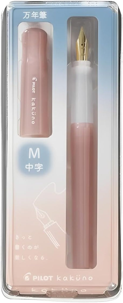 Pilot Kakuno Fountain Pen Madoromi Color Series, Gold (Smiley Face) Medium Nib, Perfect for Beginners and Creative Expression, Pink, PFKA-1MDPM