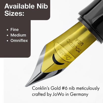 Conklin Duragraph Fountain Pen Ice Blue - 14K Omniflex Solid Gold Nib - Cool Blue Elegance & Superior Writing Performance - Ideal for Professionals