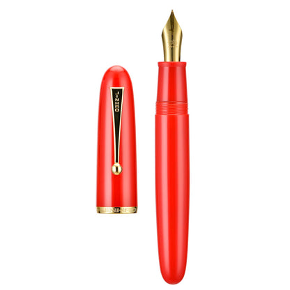 Jinhao 9019 DaDao Series Fountain Pen, Size 8 Medium Cardiogram Nib with Large Ink Converter, Transparent Olive Green Acrylic Design Smooth Writing Pen (Gold Trim)