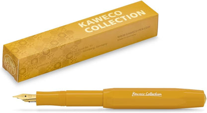 Kaweco COLLECTION Fountain Pen Honey I Premium Fountain Pen with Steel Nib for Ink Cartridges in Yellow I Exclusive Pen 13 cm I Nib: F (Fine)
