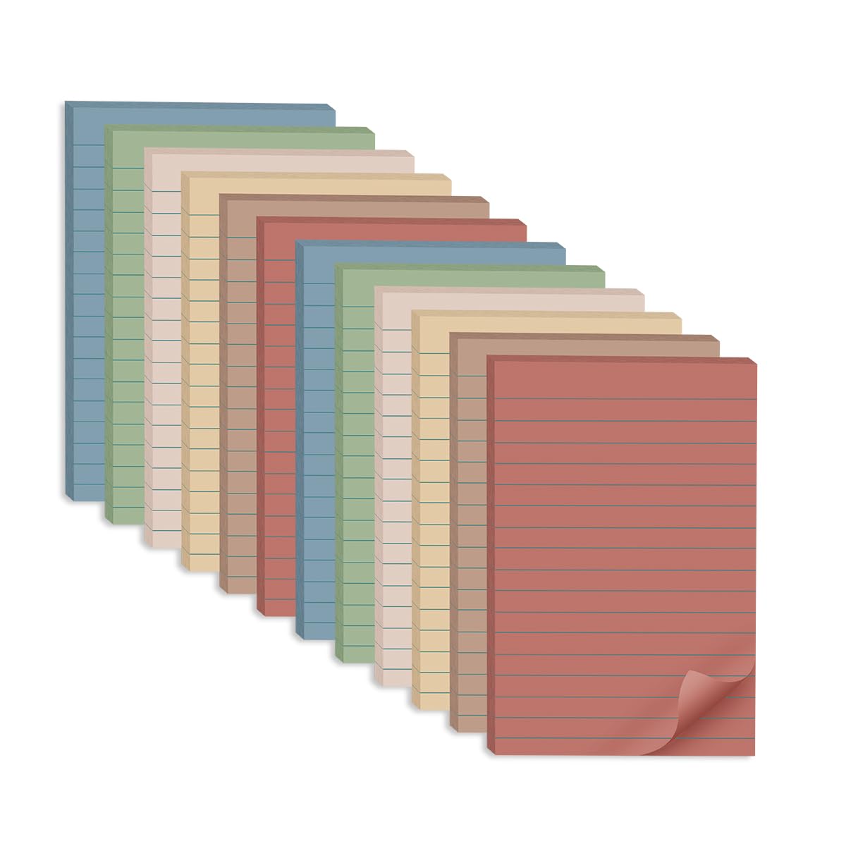 (12 Pack) Lined Sticky Notes 4x6 in,Vintage Large Notepads with Lines