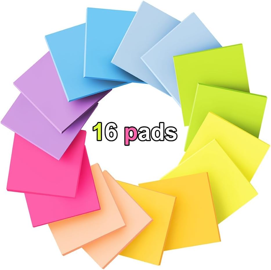 (16 Pack) Pop Up Sticky Notes 3x3 in Accordion Stickies,Bright Colors