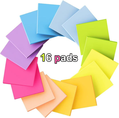 (16 Pack) Pop Up Sticky Notes 3x3 in Accordion Stickies,Bright Colors