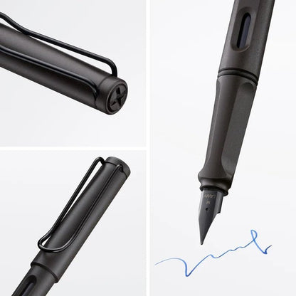 Lamy Safari Fountain Pen, Medium Nib + 5 Black Ink Cartridges (Matte Black)