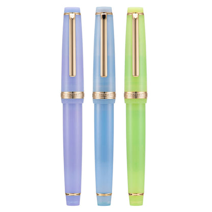 3 Jinhao 82 Fountain Pen Transparent Mixed Morandi Color Acrylic Medium Point Gold Trim with Converter Set