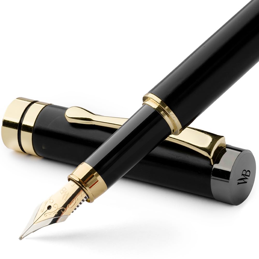 Wordsworth & Black Bamboo Wood Fountain Pen Set for Writing, Medium Nib