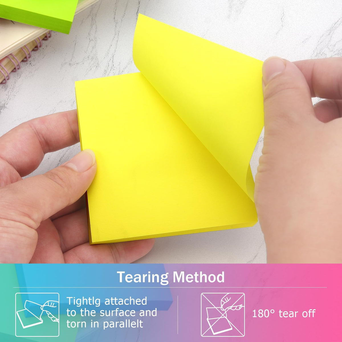 OSBOO Sticky Notes 3x3 Pop Up with 6 Bright Colors, 100 Sheets/Pad