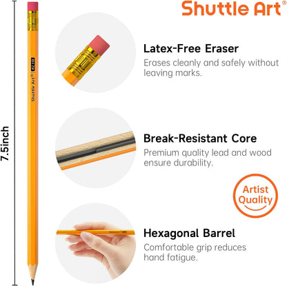 Shuttle Art Wood-Cased #2 HB Pencils, 1000 Pack Sharpened Yellow Pencils with Erasers, Bulk Pack Graphite Pencils for School and Teacher Supplies, Writing, Drawing and Sketching