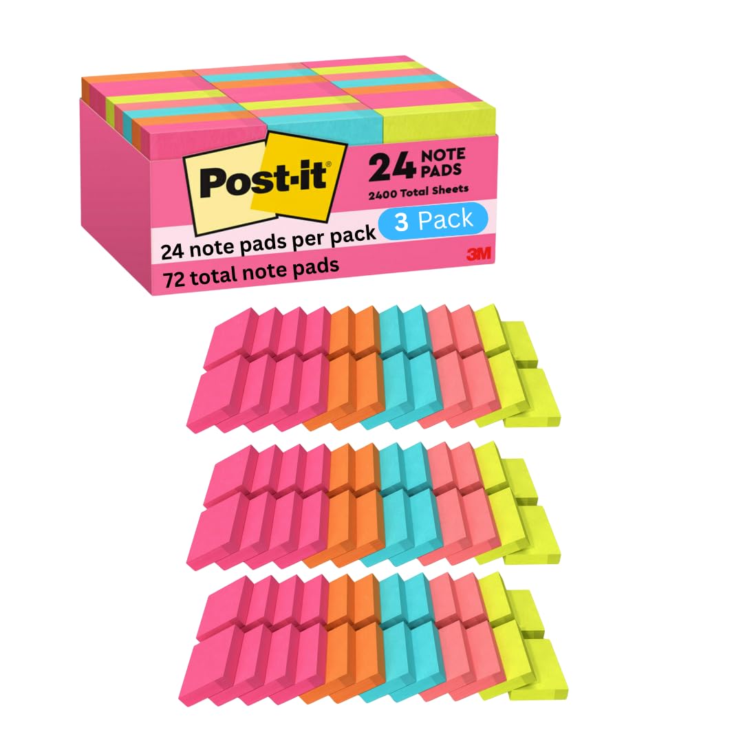 Post-it Notes, 1.38 x 1.88 in, Poptimistic Collection, 24 Pads