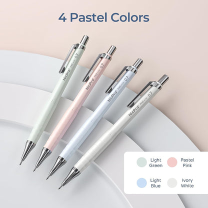 Nicpro Cute Mechanical Pencil Set, 4PCS 0.7mm Pastel Drafting Pencils
