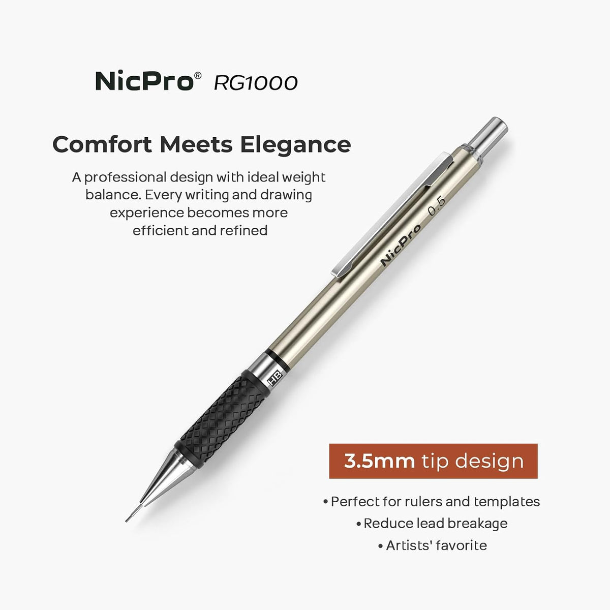 Nicpro 0.5 mm Art Mechanical Pencil Set in Storage Case, 3 PCS