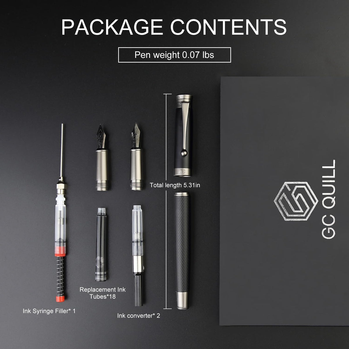 Fountain Pen Set - Fine & Medium Nibs, Includes 18 Ink Cartridges, Ink Refill Converter & Syringe Filler, Gift for Writing, Journaling & Calligraphy MU-13
