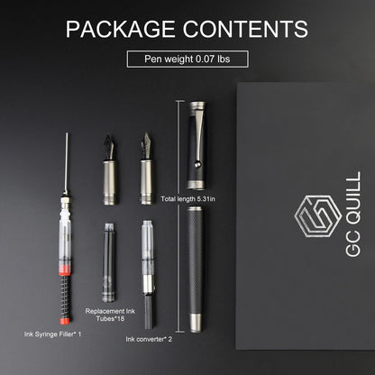 Fountain Pen Set - Fine & Medium Nibs, Includes 18 Ink Cartridges, Ink Refill Converter & Syringe Filler, Gift for Writing, Journaling & Calligraphy MU-13