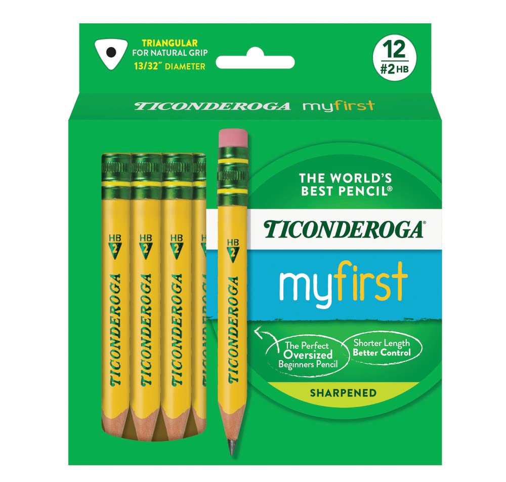 Ticonderoga My First Short Triangular Wood-Cased Pencils, #2 HB Soft