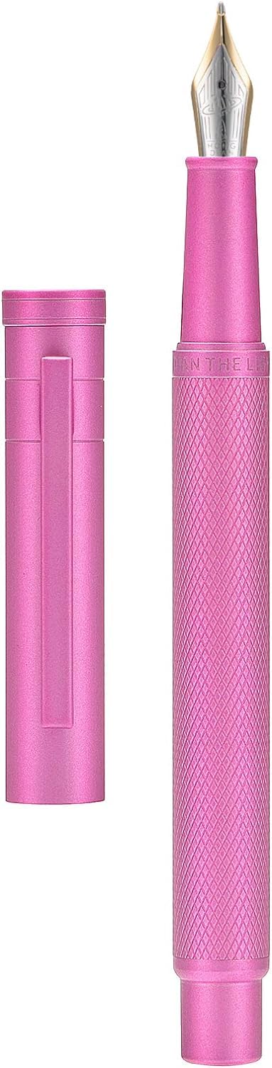 Hongdian 1861 Stainless Steel Fountain Pen Extra Fine Nib, Classic Design Smooth Writing Pen with Converter and Metal Pen Case Set