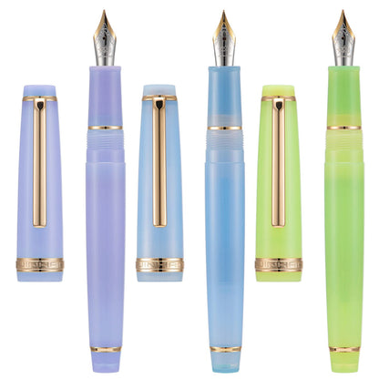 3 Jinhao 82 Fountain Pen Transparent Mixed Morandi Color Acrylic Medium Point Gold Trim with Converter Set