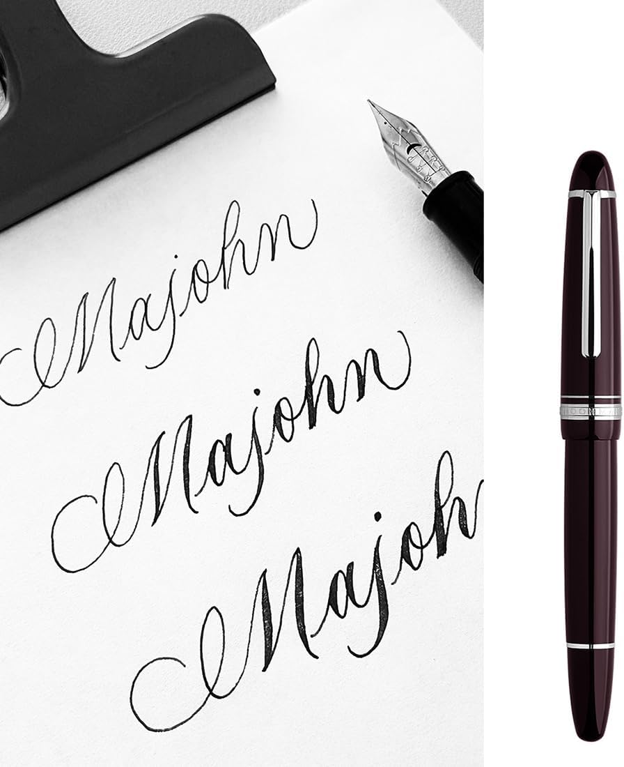 erofa Majohn P136 Piston Fountain Pen Flex Nib, Wine Red Resin Flexible Writing Pen Set