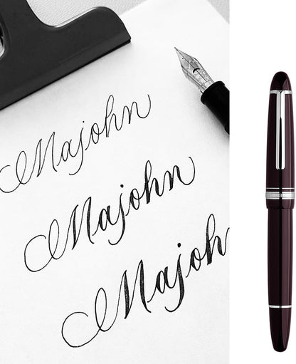 erofa Majohn P136 Piston Fountain Pen Flex Nib, Wine Red Resin Flexible Writing Pen Set