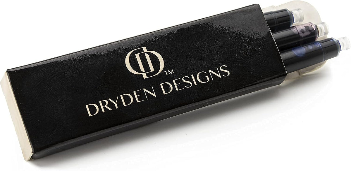 Dryden Designs Fountain Pen. Medium Nib Premium Box | 6 Ink Cartridges Included (Decadent Purple)