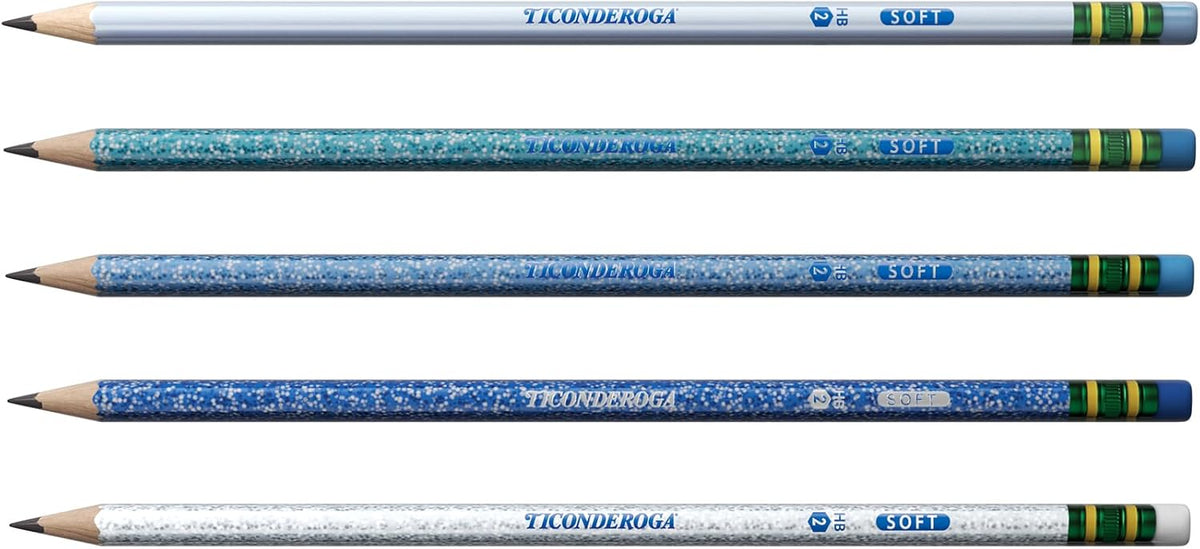 Ticonderoga Wood-Cased Pencils Pre-Sharpened, Arctic Blues, 10 Count