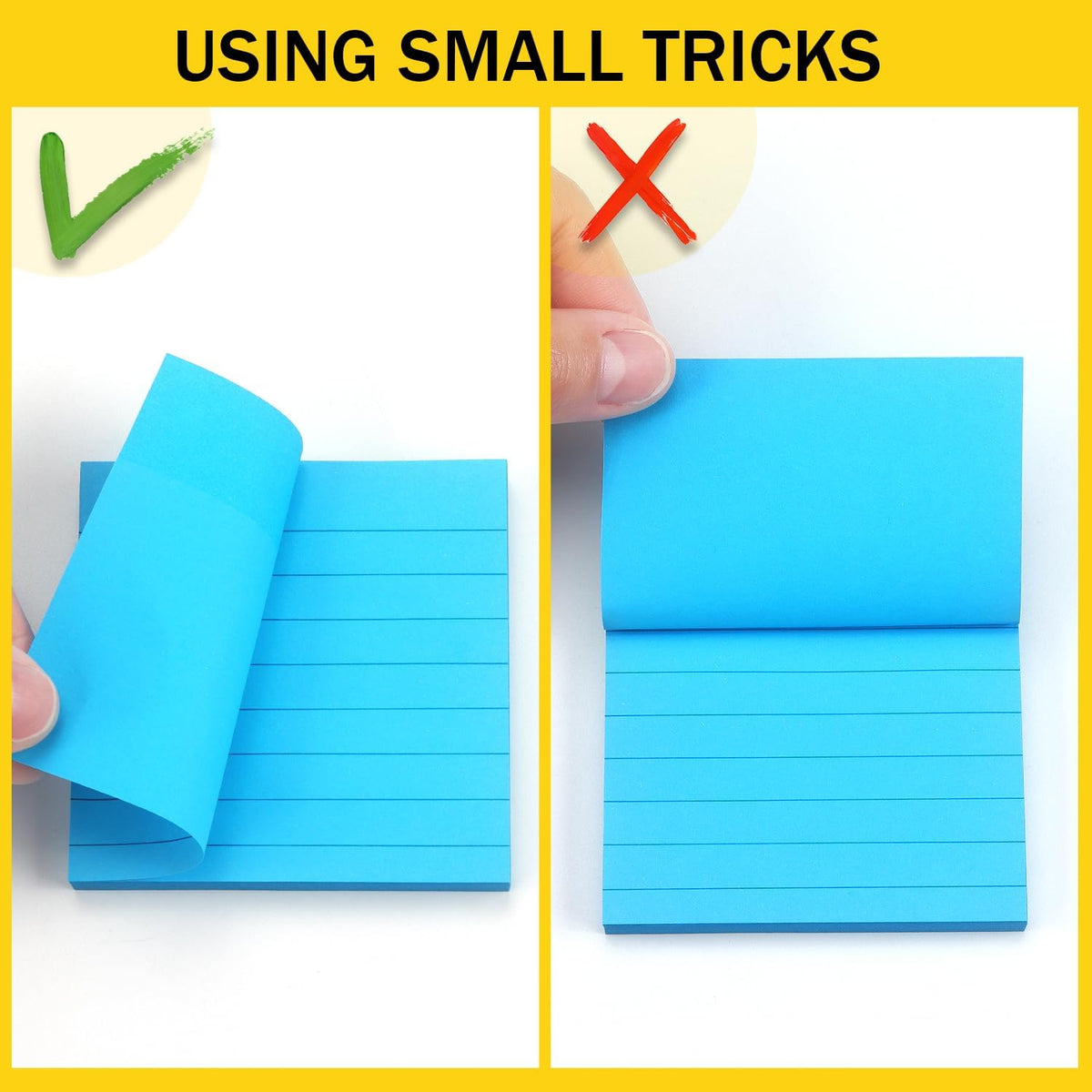 Eastern Wolf Lined Sticky Notes 3x3in, 8 Pads, Bright Colors, 85 Sheets/Pad