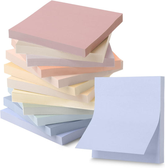 Mr. Pen- Sticky Notes, 3"x3", 12 Pads, 600 Sheets, Soft Vintage Colors