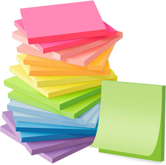 (16 Pads) Sticky Notes 3x3, Self-Stick Pads Bright Colors Sticky Note