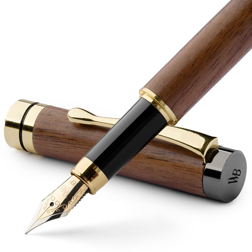 Wordsworth & Black Bamboo Wood Fountain Pen Set for Writing, Medium Nib