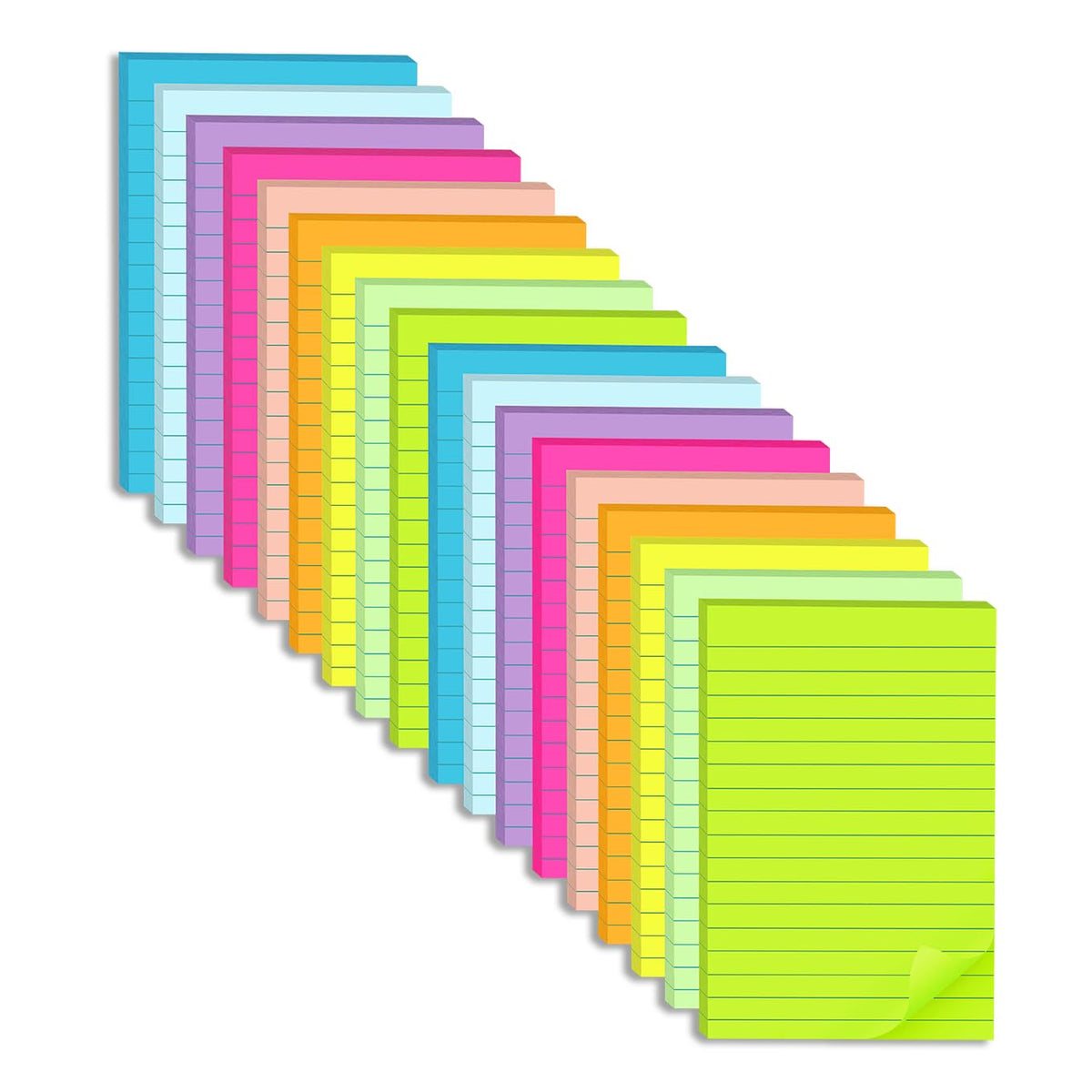 (18 Pack) Lined Sticky Notes 4x6 in,Bright Large Notepads with Lines
