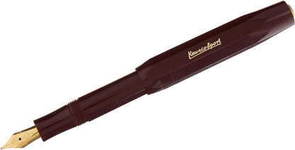 Kaweco CLASSIC SPORT Fountain Pen Bordeaux with 23 Carat Gold-Plated Steel Nib and Iridium Tip for Ink Cartridges I Sport Fountain Pen 13 cm I Nib: M (Medium)