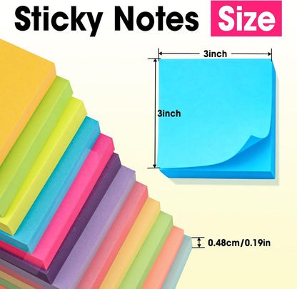 120 Pads Sticky Notes 3x3, Self-Stick Pads Bulk Bright Colors, School Supplies, Office Products, 50 Sheet/Pad