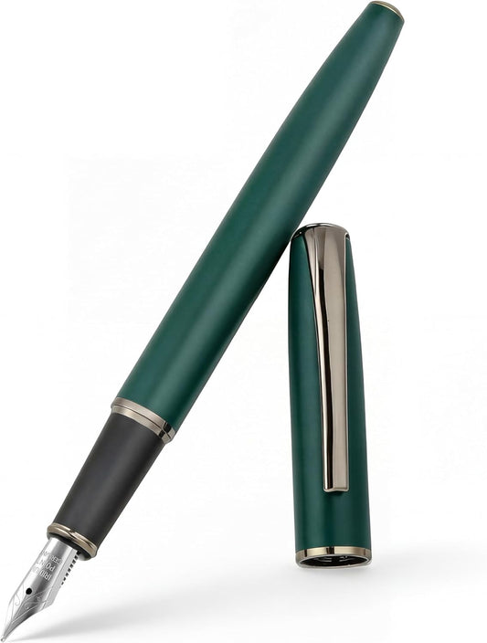 Super Smooth Writing Fountain Pen Set,Includes 2 Hand Polished Iridium Nibs(Fine & Extra Fine),8 Ink Cartridges,2 Ink Refill Converter and Gift Box,Best Pen Gift Set for School,Office(green)