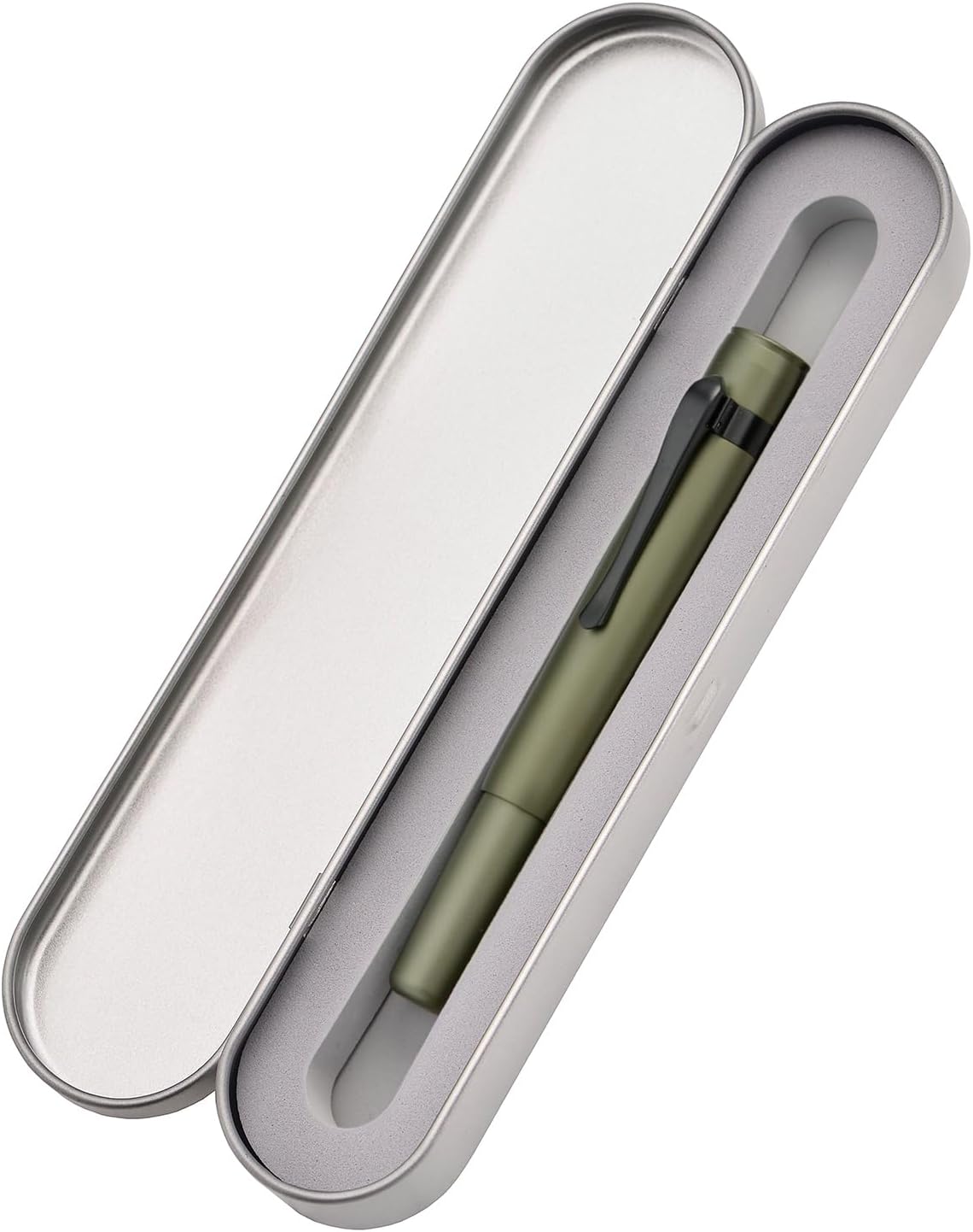 HONG DIAN M2 Black Forest Mini Fountain Pen, Extra Fine Soft Nib & Sleek Shape Aluminium Short Pocket Travel Pen (Army Green)