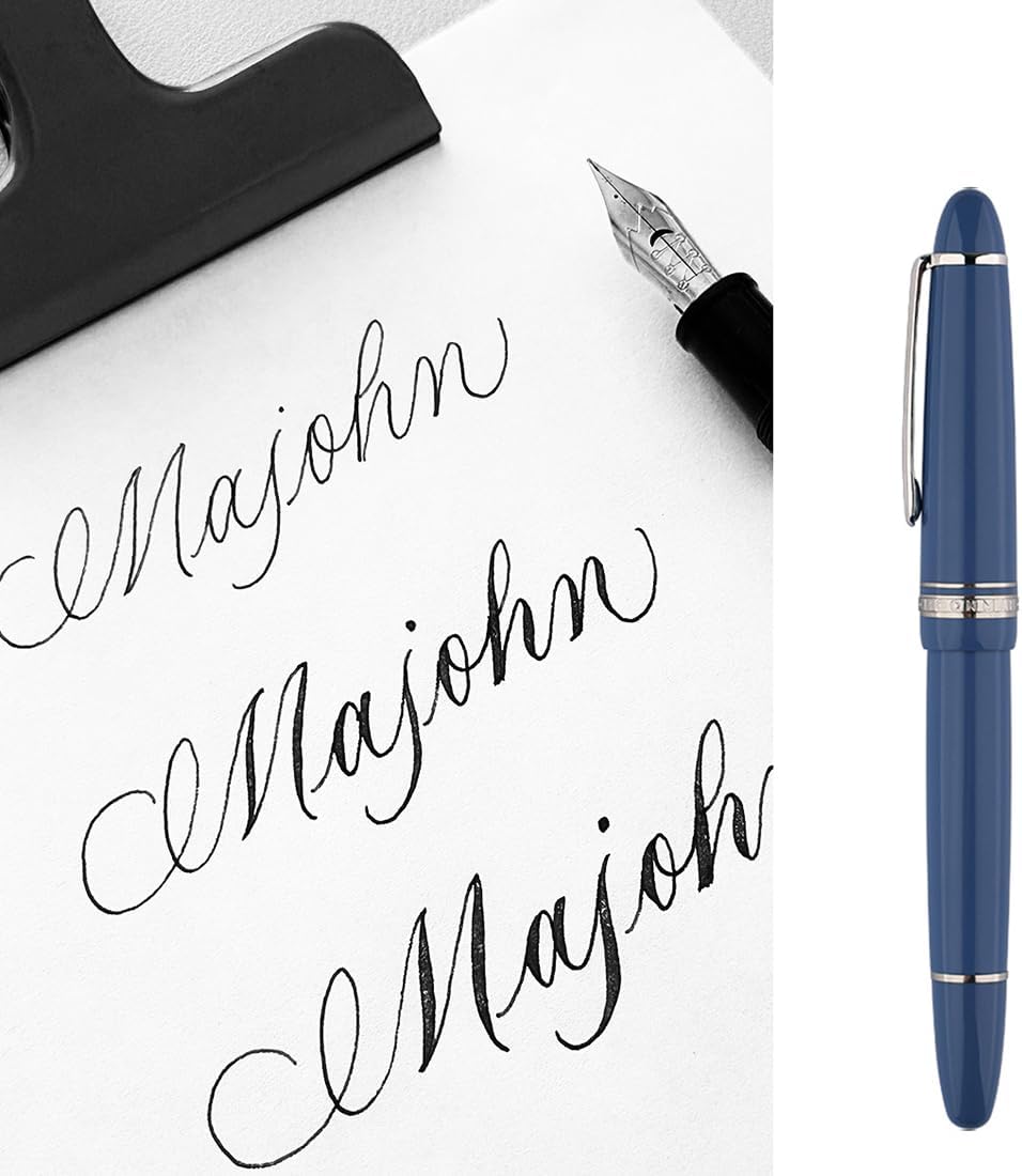 erofa Majohn P136 Piston Fountain Pen Flex Nib, Wine Red Resin Flexible Writing Pen Set