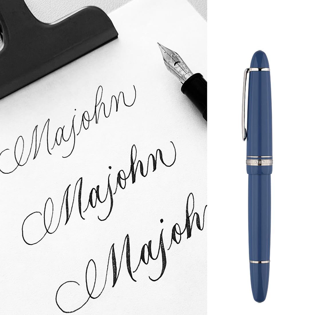 erofa Majohn P136 Piston Fountain Pen Flex Nib, Wine Red Resin Flexible Writing Pen Set