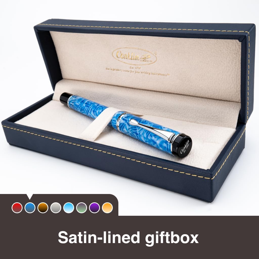 Conklin Duragraph Fountain Pen Ice Blue - 14K Omniflex Solid Gold Nib - Cool Blue Elegance & Superior Writing Performance - Ideal for Professionals