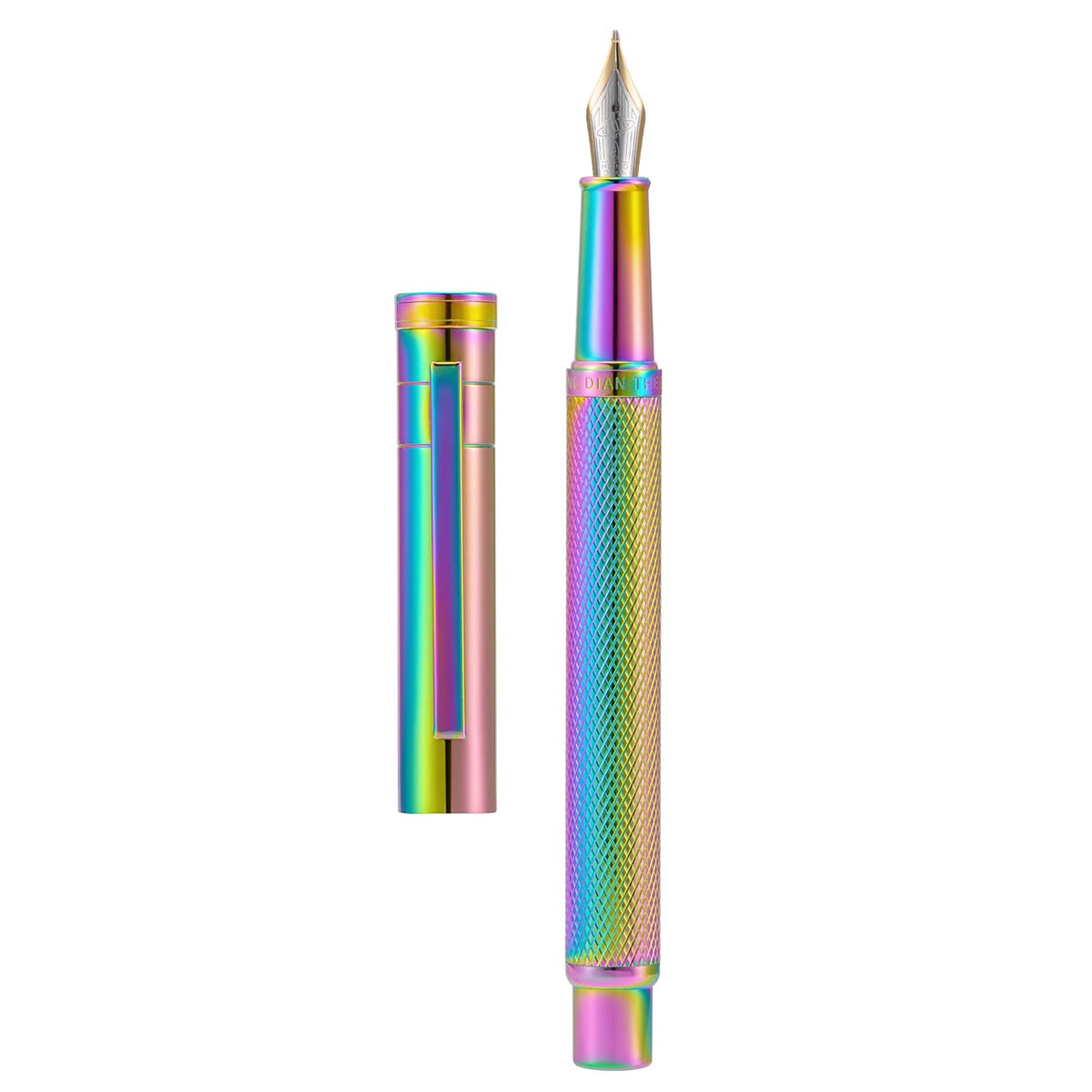 Hongdian 1861 Stainless Steel Fountain Pen Extra Fine Nib, Classic Design Smooth Writing Pen with Converter and Metal Pen Case Set