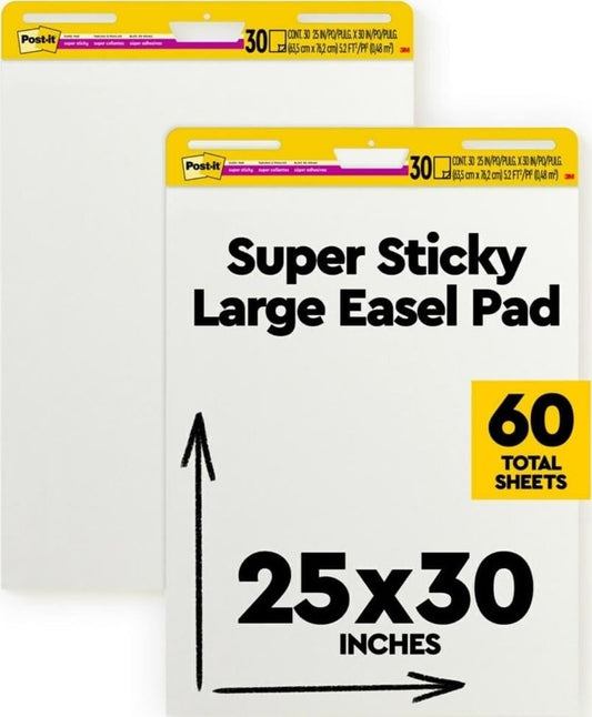 Post-it Super Sticky Easel Pad, 25 x 30 in, White, 2 Pads