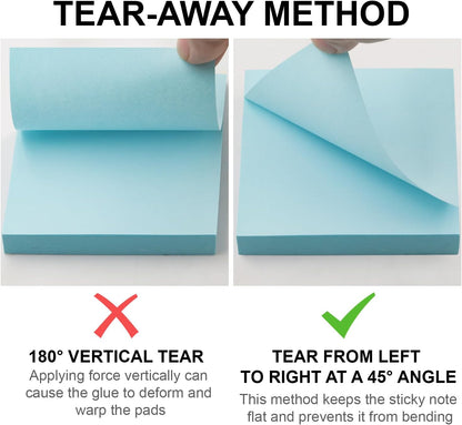 Realzeva Sticky Notes 3x3, Self-Sticky Notes Pad, 8 Pack-100 Sheet/Pad