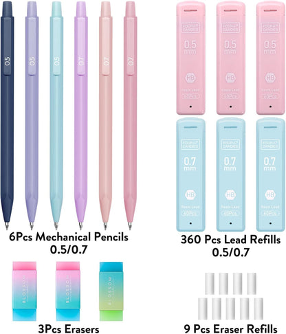 Four Candies Cute Mechanical Pencil Set, 6-Pack 0.5/0.7mm
