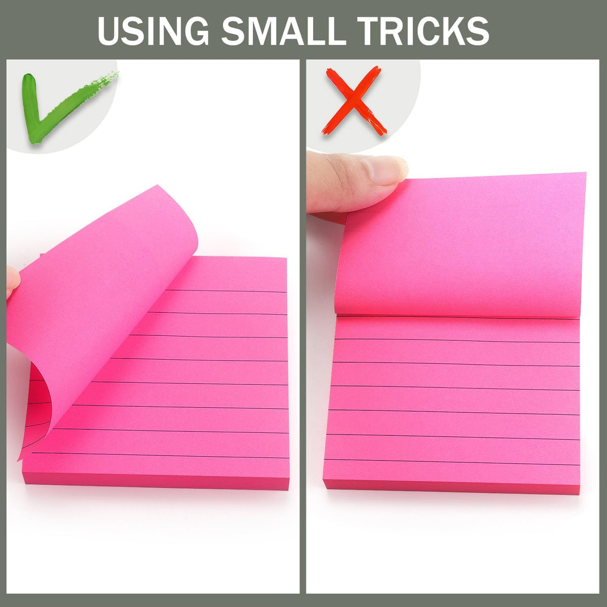 Lined Sticky Notes 3x3 in, 6 Bright Multi Colors,100 Sheet/Pad