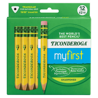 Ticonderoga My First Short Triangular Wood-Cased Pencils, #2 HB Soft