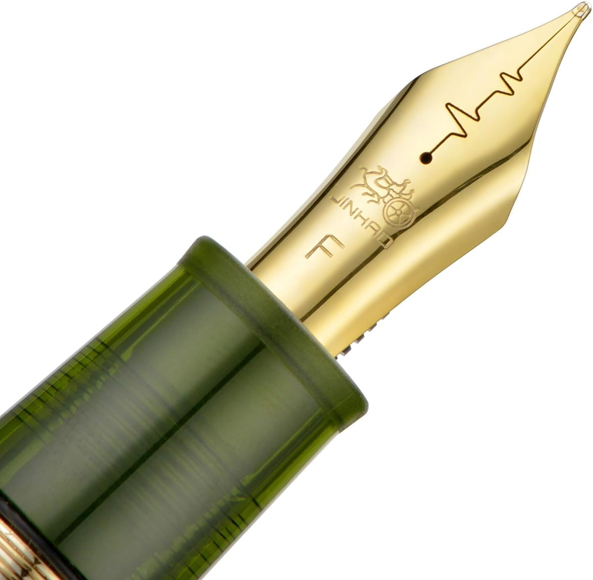 Jinhao 9019 Fountain Pen Dadao Series Green Acrylic #8 Heartbeat Fine Nib Large Converter Smooth Writing Instrument