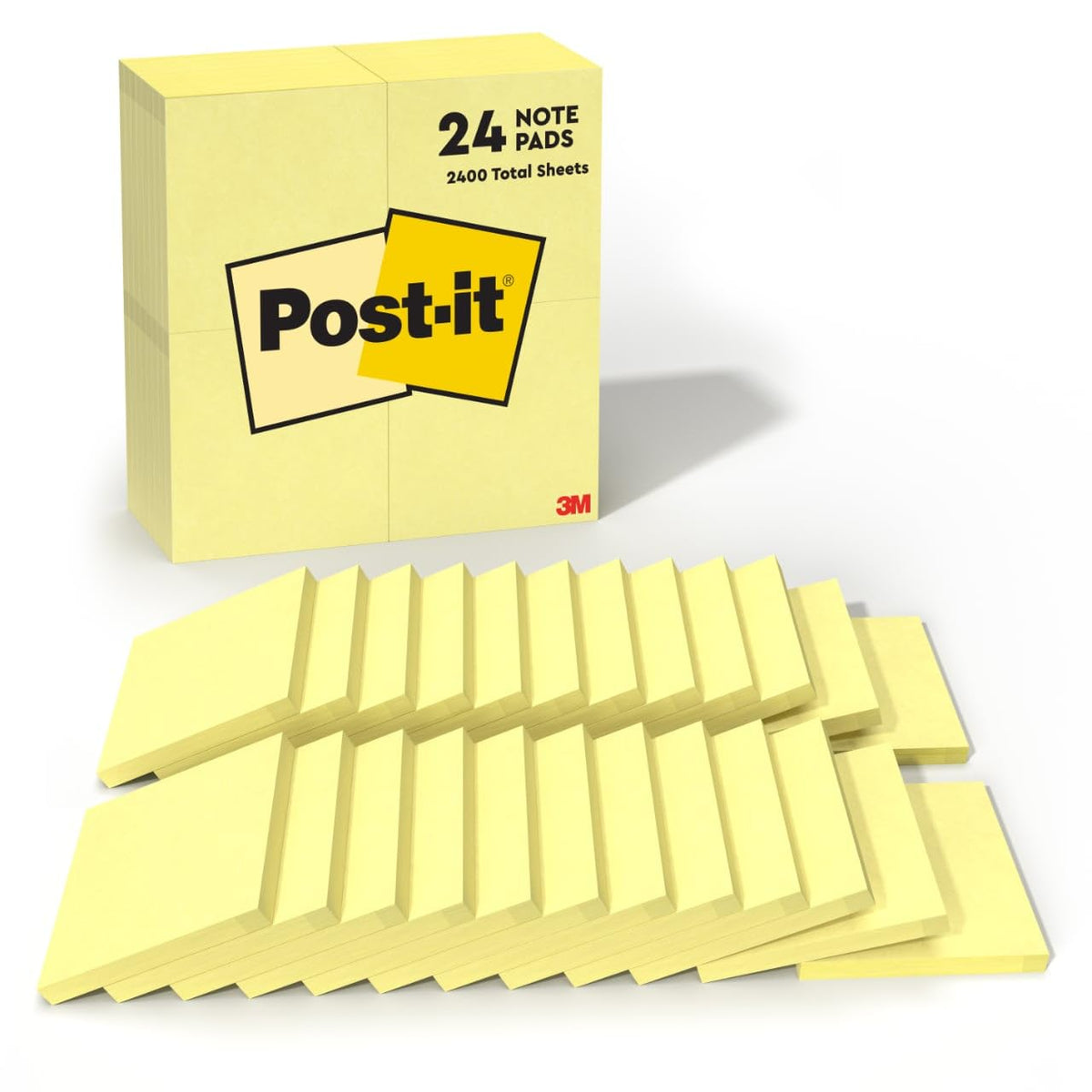Post-it Notes, 3 x 3 in, The Iconic Canary Yellow Note, 24 Pads