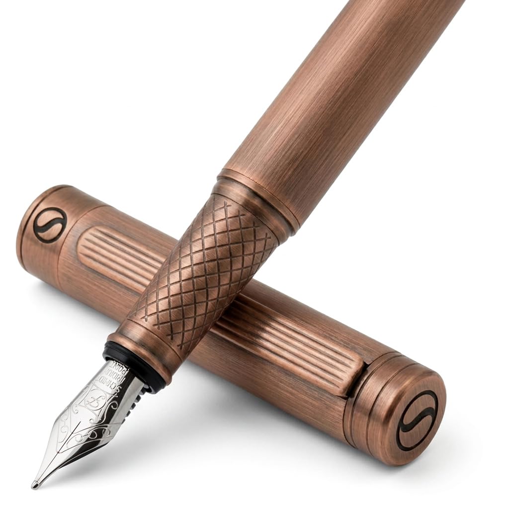 Scriveiner Midnight Blue Fountain Pen - Stunning Luxury Pen with Chrome Appointments, Schmidt Nib (Fine), Best Pen Gift Set for Men & Women, Professional, Executive, Office, Nice Pens